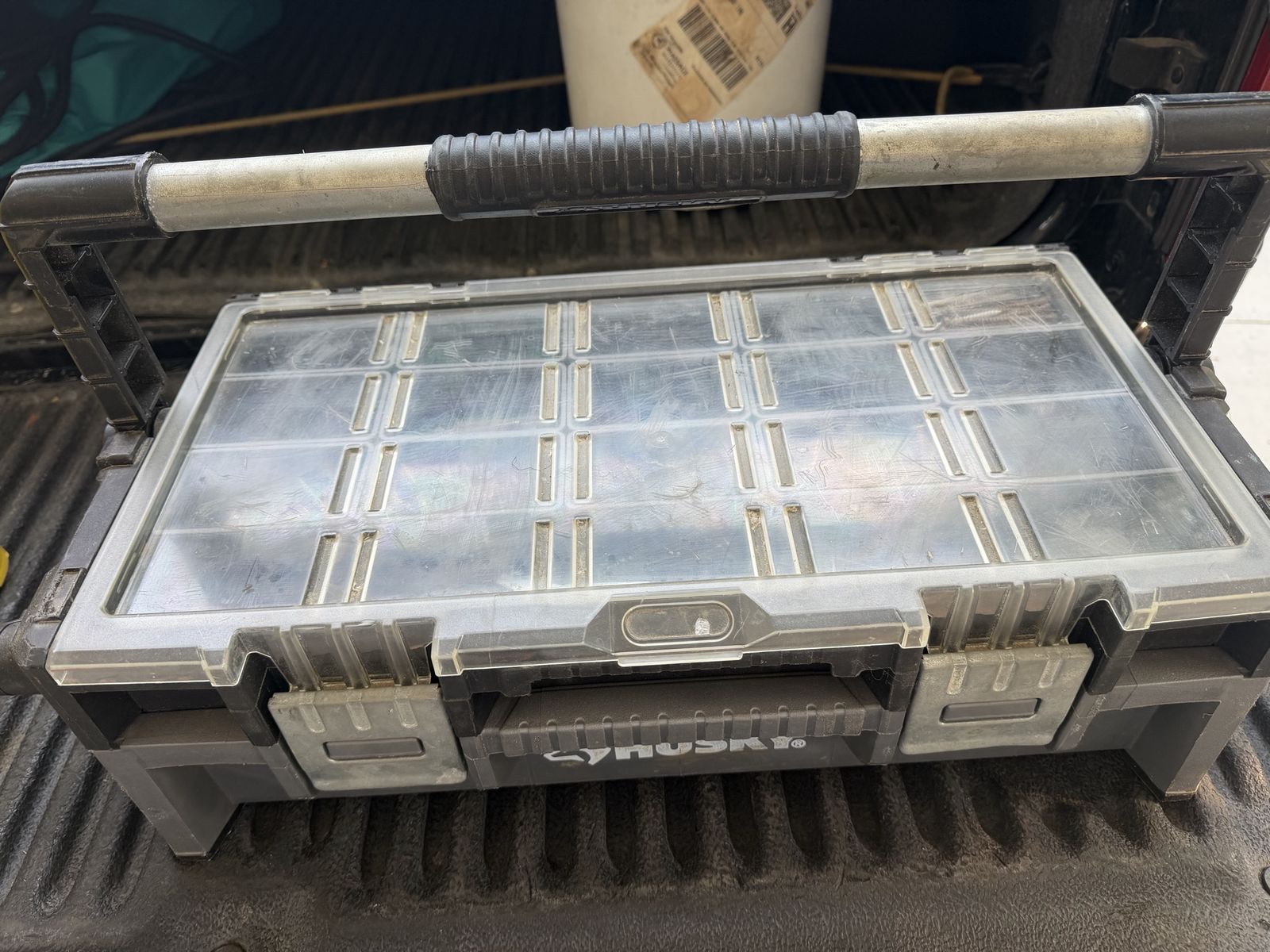 Husky Cantilever Tool Organizer Box with Assorted Screws and Hardware. Cash only!