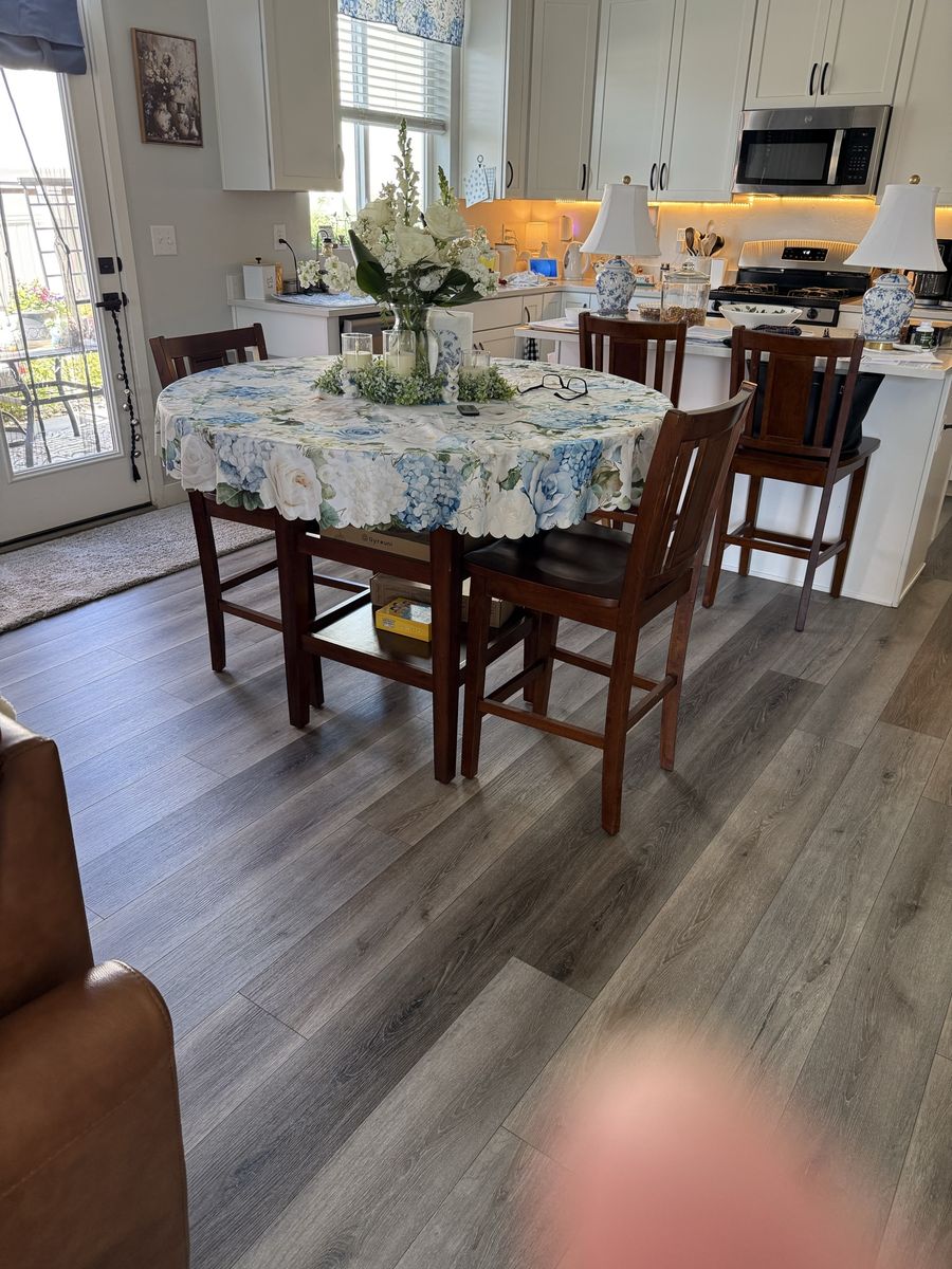 Kitchen Table Set with 4 Chairs - Round Wood Table.