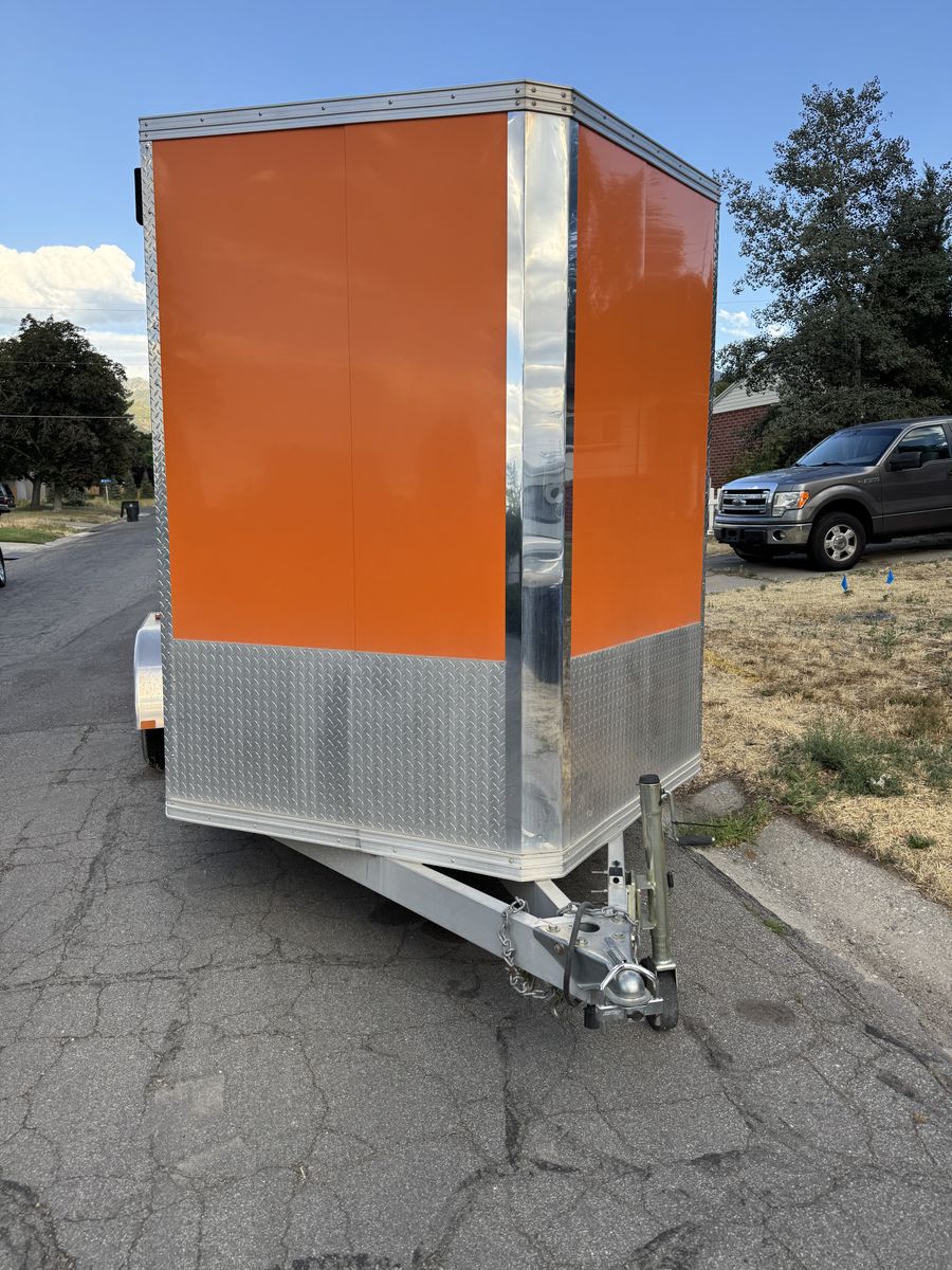 Enclosed Cargo Trailer - Orange/Silver, 14ft Bumper Pull, Excellent Condition