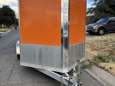 Enclosed Cargo Trailer - Orange/Silver, 14ft Bumper Pull, Excellent Condition