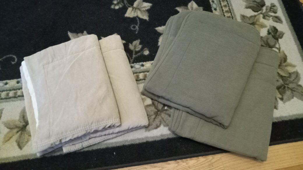 2 Pillow Case Sets Dark Green Textured & Tan Suede