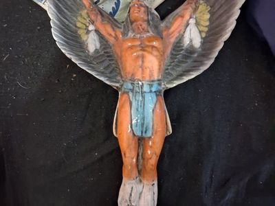 Vintage Native American Eagle Dancer Chalkware Statue Figurine Wall Hanging Art