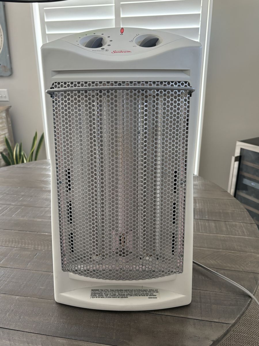 Sunbeam SFH442 Electric Space Heater Fan with Thermostat Control - White