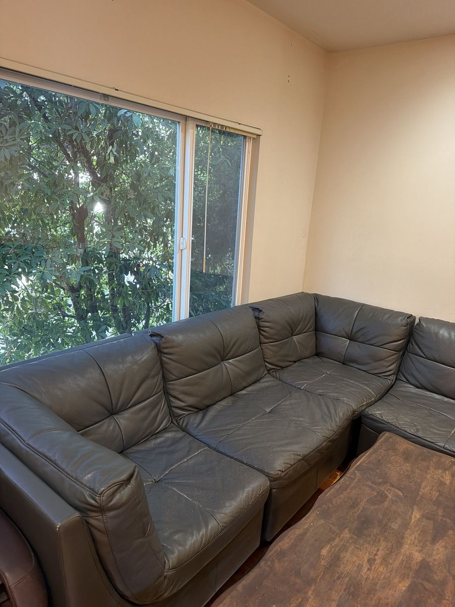 Dark Grey Leather Sectional Sofa