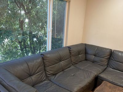 Dark Grey Leather Sectional Sofa