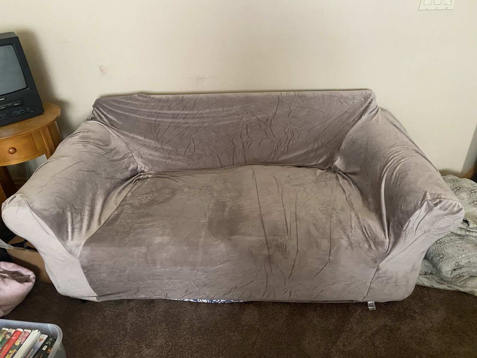 Gray/taupe Velvet Loveseat Slipcover