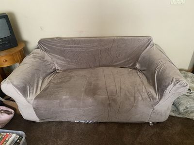 Gray/taupe Velvet Loveseat Slipcover