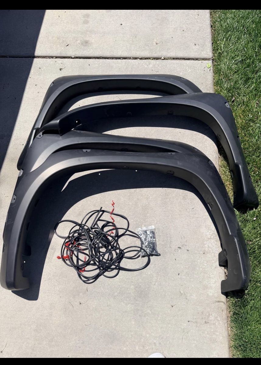 Set of 4 Black Aftermarket Truck Fender Flares with Mounting Hardware