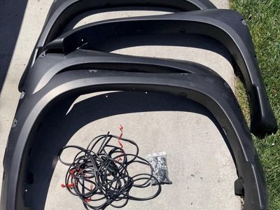 Set of 4 Black Aftermarket Truck Fender Flares with Mounting Hardware