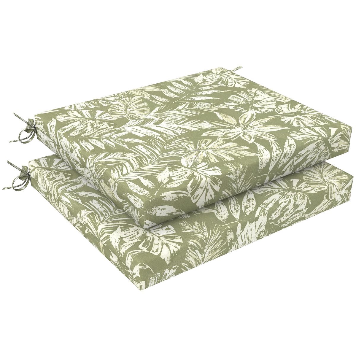 Greendale Home Fashions 19" Tropical Palm Square Outdoor Seat Cushions (Set of 2)