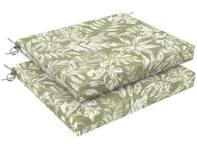 Greendale Home Fashions 19" Tropical Palm Square Outdoor Seat Cushions (Set of 2)