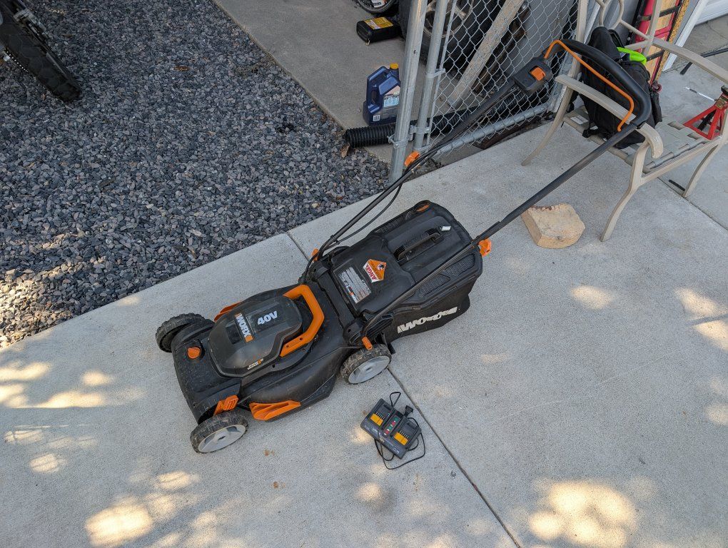 WORX WG743.9 40V Electric Lawn Mower with Batteries and Charger