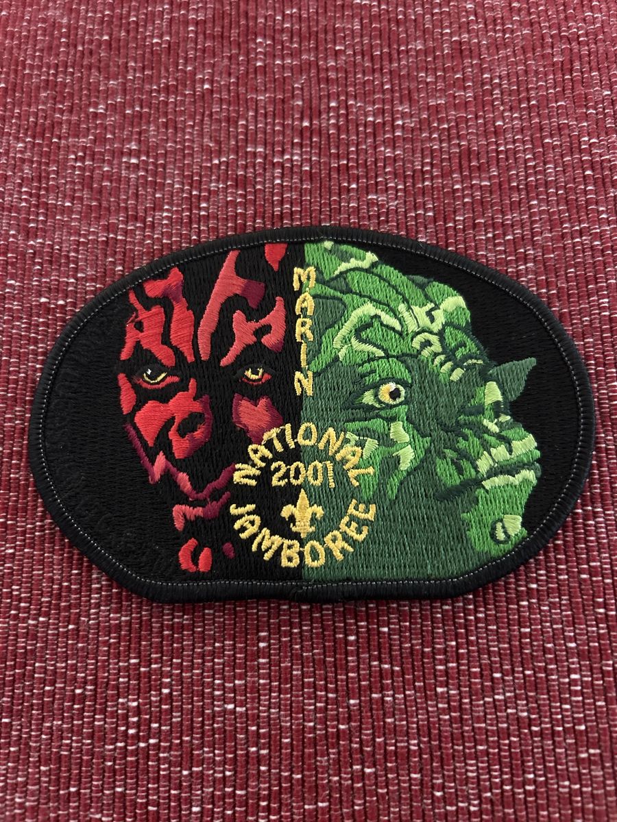 2001 Boy Scouts National Jamboree Marin Council Yoda & Darth Maul Embroidered Patch - Star Wars Episode 1 Theme BSA patch 