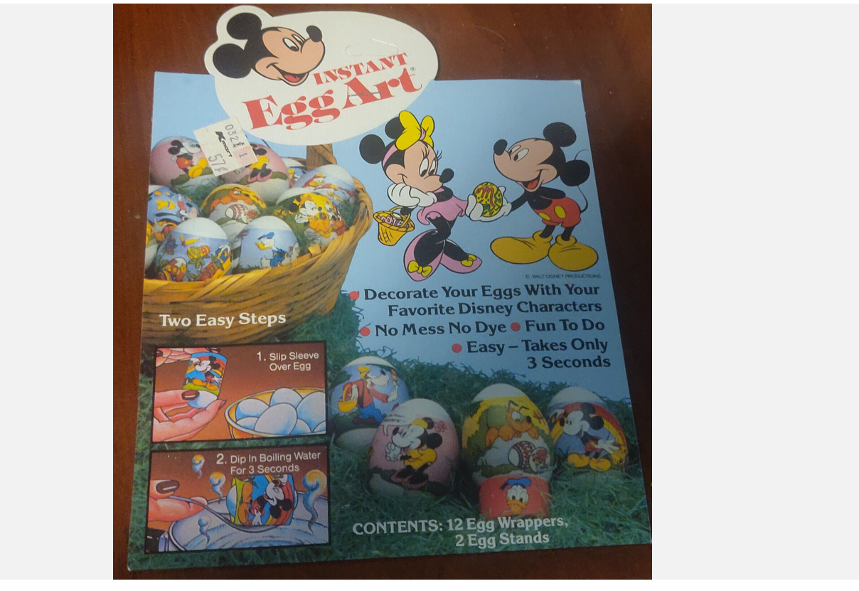 Collectible Vintage 90s Disney Mickey Mouse and Friends Easter Egg Art Shrink Wraps Set 12