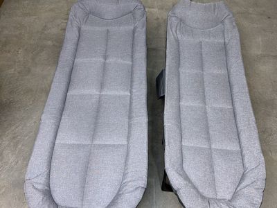 Portable Folding Camping Cot, Single Person Recliner Bed with Cushion, Gray, and Adjustable Headrest New adult and kids sizes
