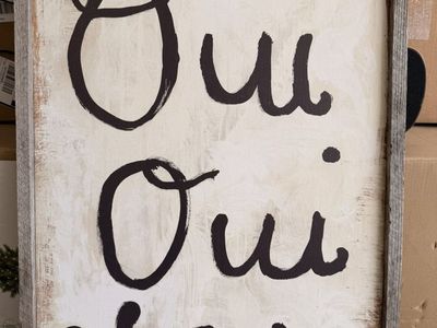 Sugarboo Rustic Oui Oui Cherie Wood Framed Sign - Farmhouse Decor