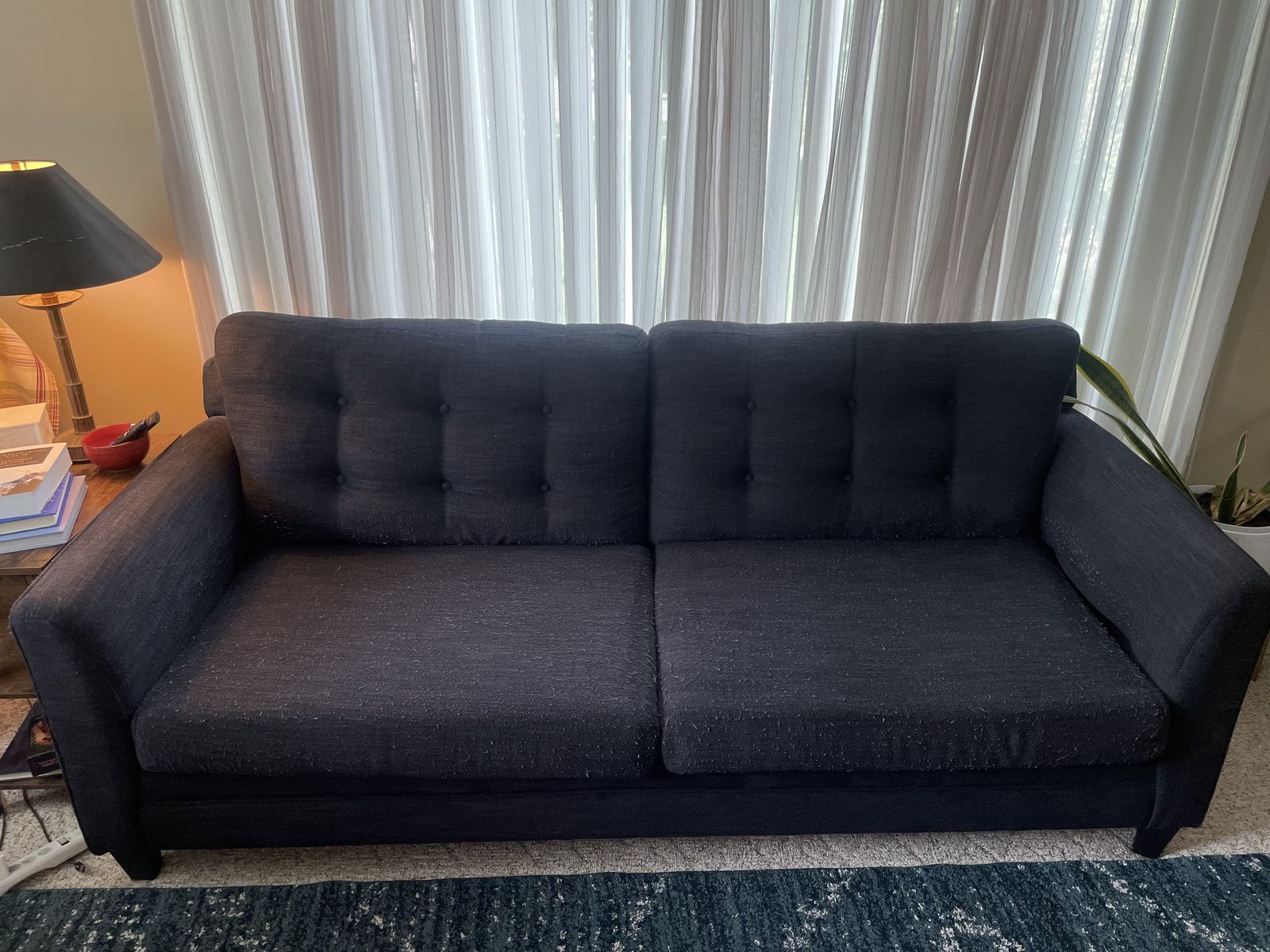 Navy Blue Tufted Sofa