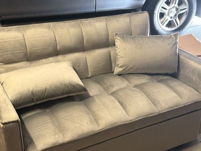 Convertible Sofa Bed Futon with Adjustable Backrest and Armrests - Gray Velvet