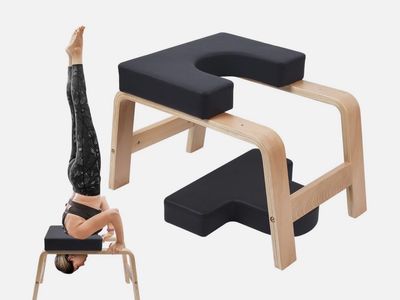 Yoga Inversion Chair Headstand Bench with Wooden Frame & PU Leather Cushion for Headstand Practice
