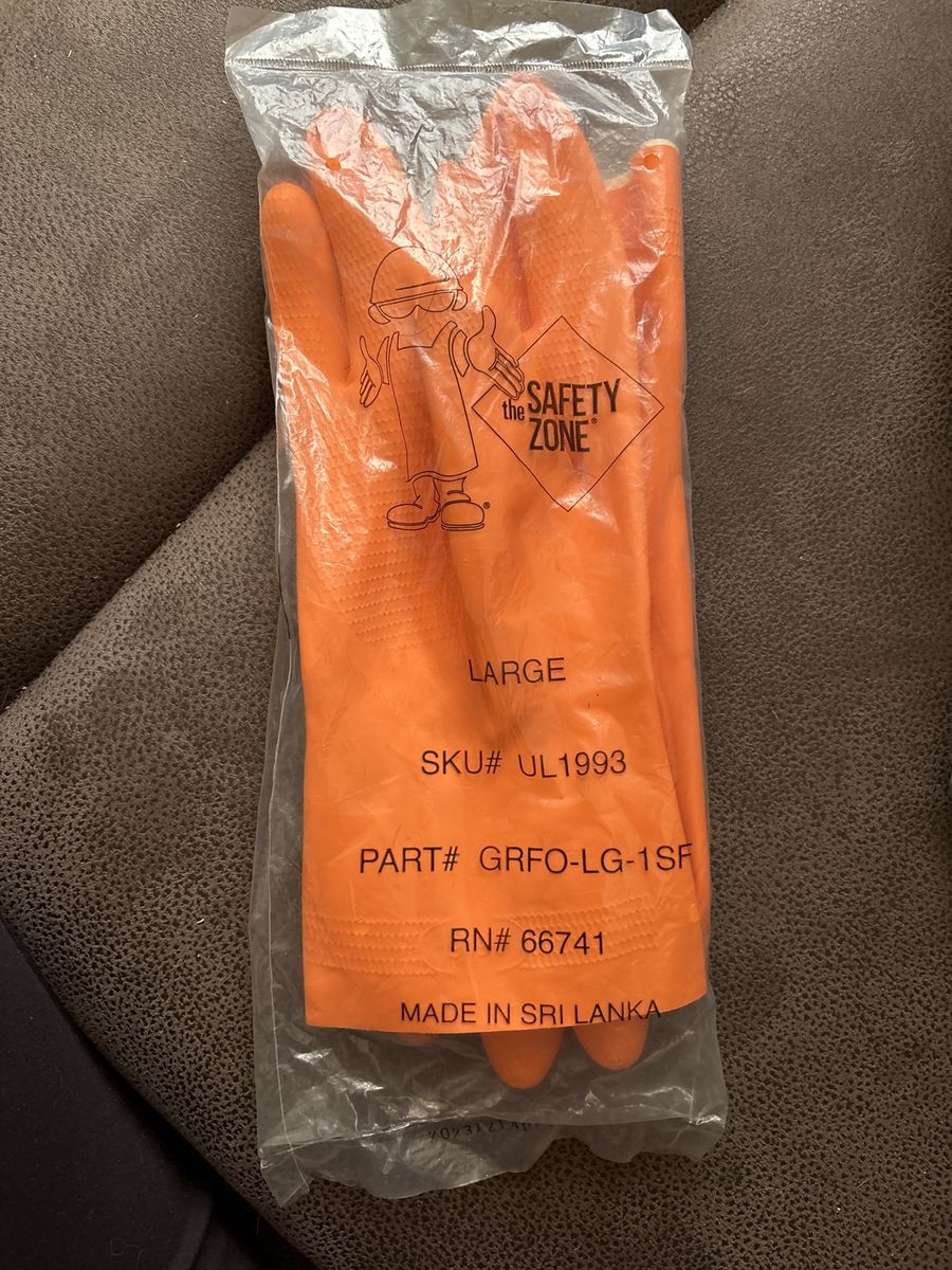 The Safety Zone Orange Rubber Gloves Large New in Package