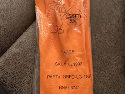 The Safety Zone Orange Rubber Gloves Large New in Package