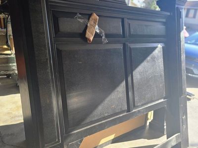 Black Wooden Headboard and Dresser Set - Elegant Design