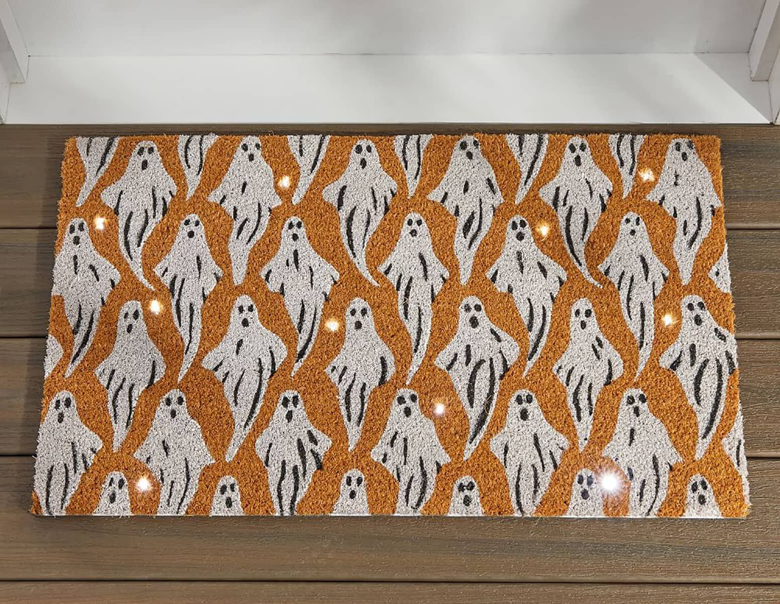 NIB Pottery Barn Halloween Ghost Light Up Doormat 18" x 30"