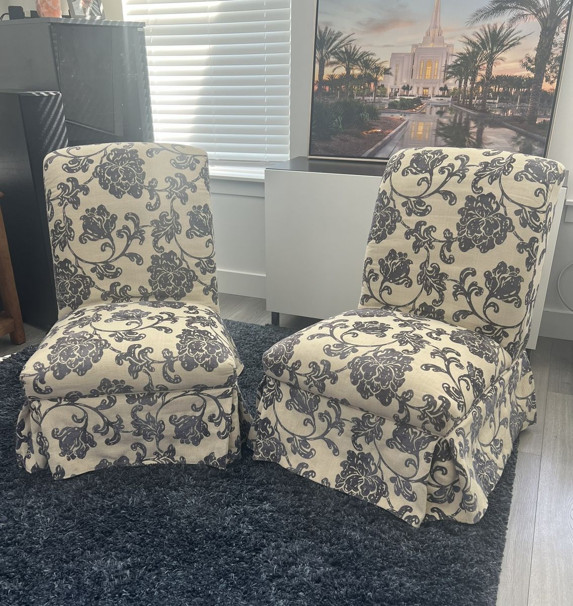 Pair of Floral Slipper Chairs