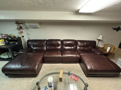 Long leather couch