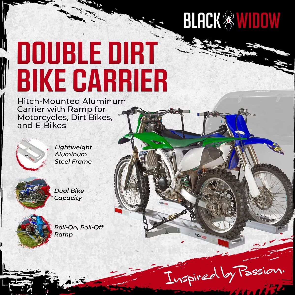 Black Widow 2 place Motorcycle Rack like new