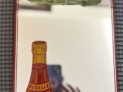 Vintage Roselle Beverages Advertising Mirror with Moose Graphic