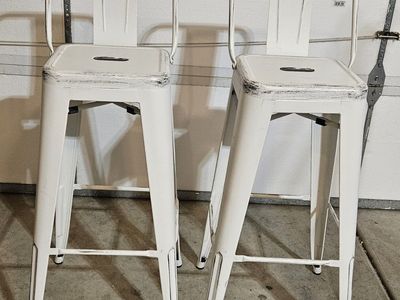 white metal barstools
