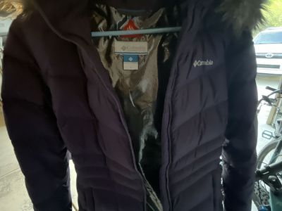 Columbia Women's Omni-Heat Puffer Jacket - Dark Purple, Size S with Removable Faux Fur Hood