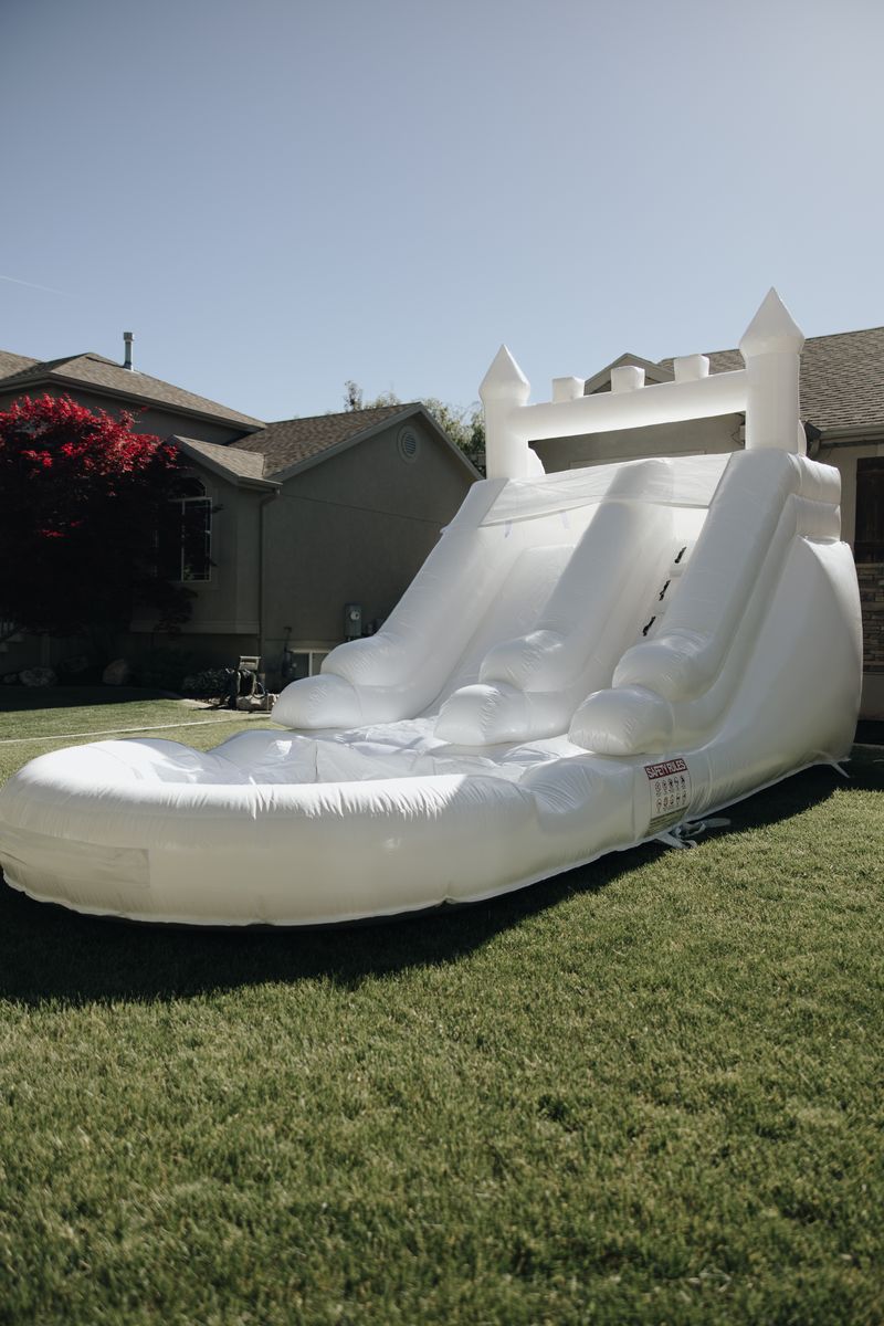 All White Water Slide + Toddler Bounce House 🤍