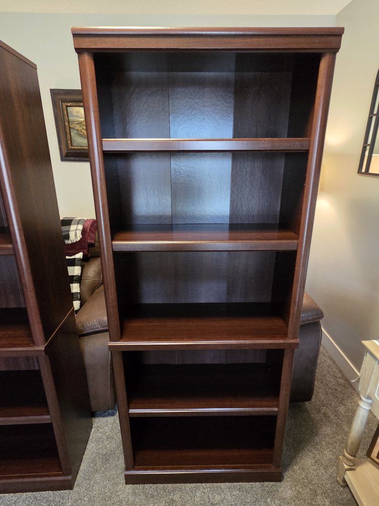 Wooden Bookcase with 5 Shelves - Dark Wood Finish, Versatile Storage