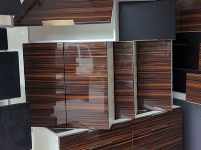High-Gloss Macassar Ebony Kitchen Upper Cabinets — ~25 Pieces, 1 Year Old