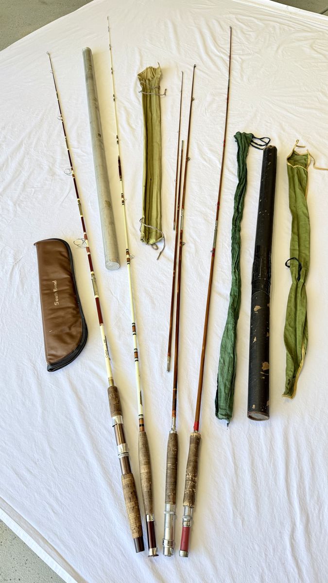 Vintage Fishing Rods (4) - Montague Bamboo; Shakespeare Wonderod; South Bend 266; + Unmarked Bamboo Rod