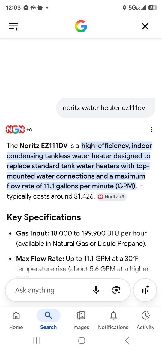 noritz tankless water heater 