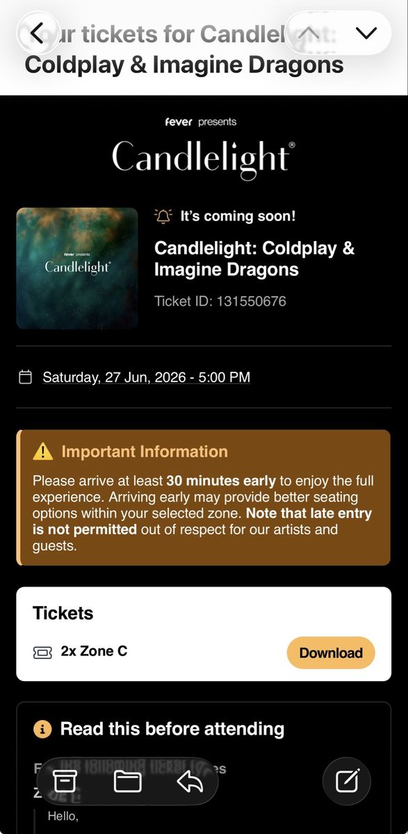 TONIGHT! Tickets to imagine dragons/coldplay orchestra tonight!