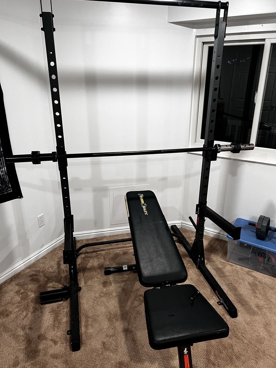 Home Gym Bench Press Set w/ Rack, Bench, ETC