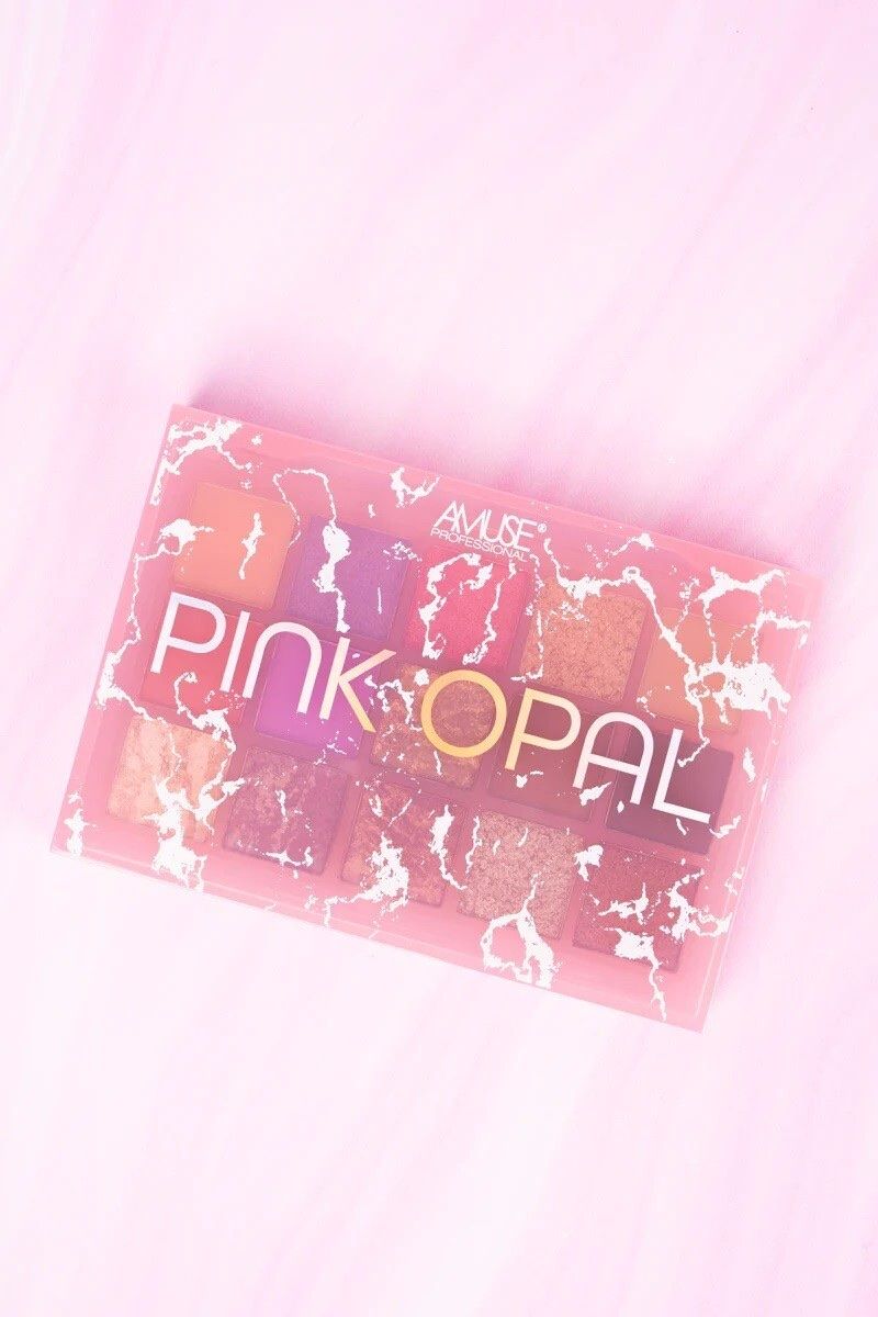 AMUSE Pink Opal Eyeshadow Palette 15-Color Shimmer Matte Eye Shadow Makeup