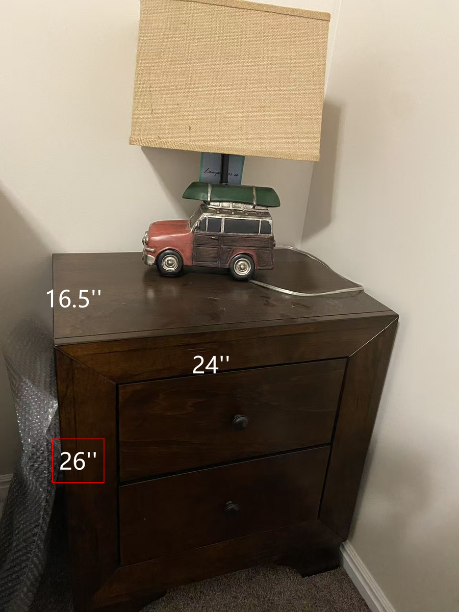 Brown Nightstand with a FREE Brass Tray Etched Vintage