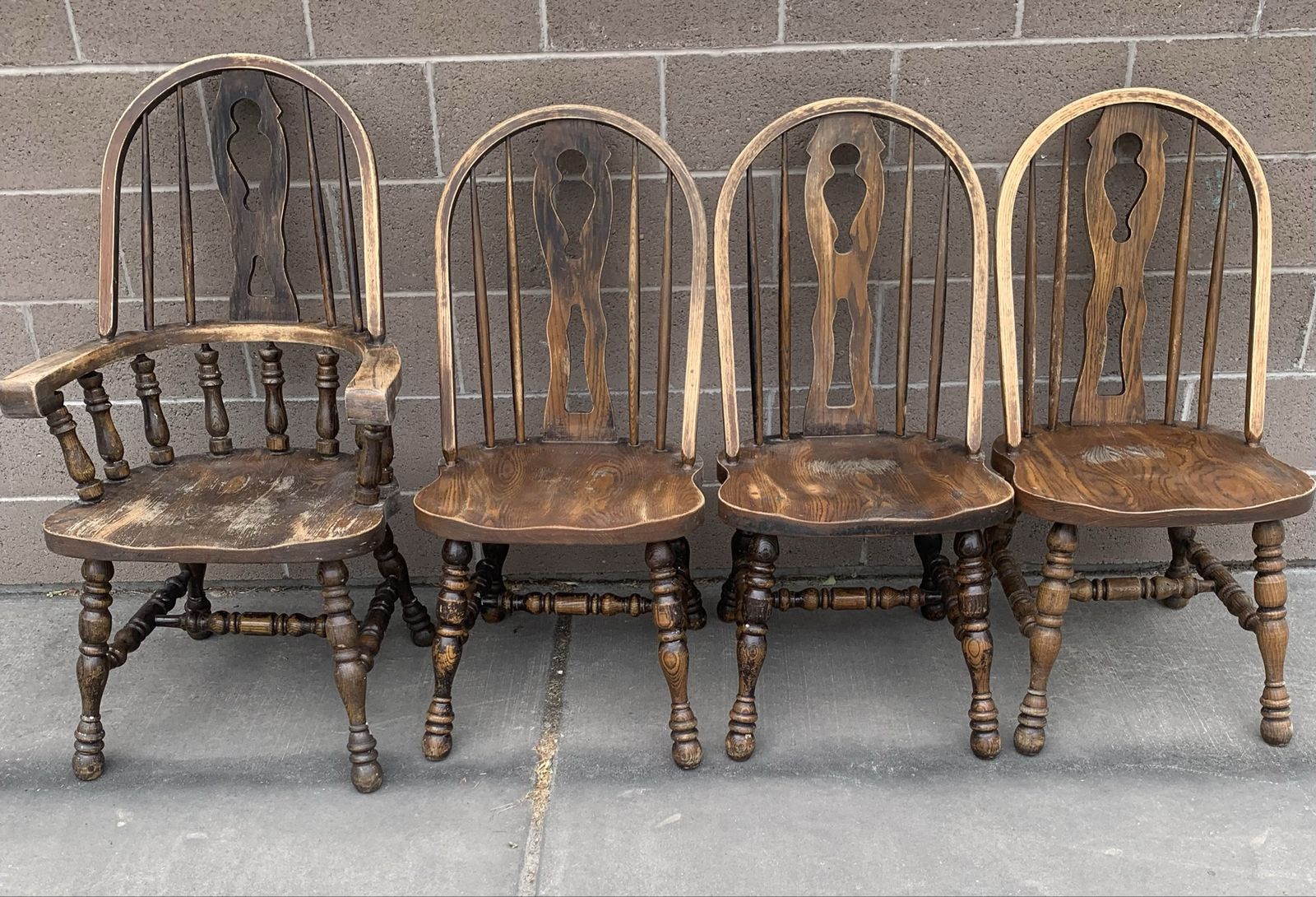 Vintage Solid Wood Cochrane Windsor Dining Chairs - Set of 4