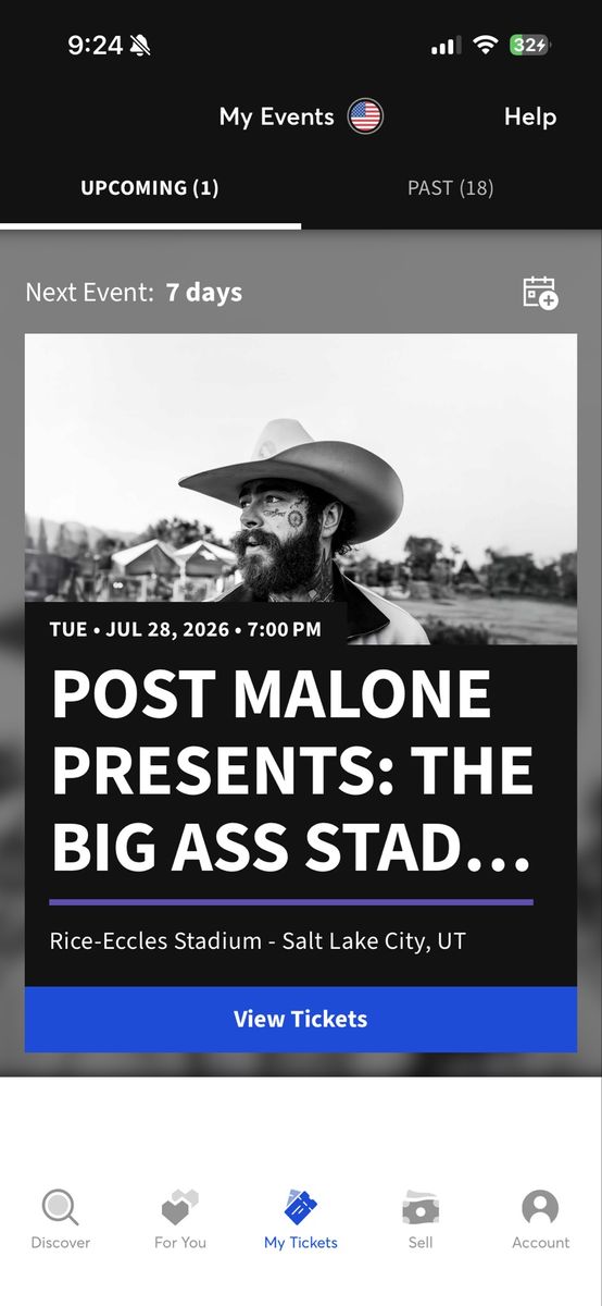 Post Malone Presents: The Big Ass STAD - Rice-Eccles Stadium Salt Lake City, UT - July 28, 2026