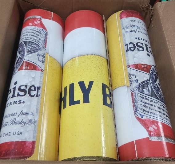 16" x 30ft Budweiser Freshly Brewed Corrugated Display Sign Wraps