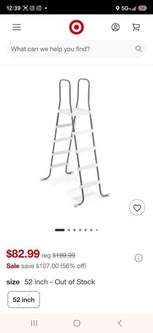 Intex Steel Frame 52" Entry Step Ladder for Above Ground Swimming Pools