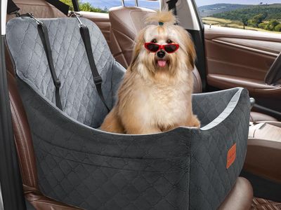 Dog Car Booster Seat for Medium & Small Dogs up to 40 lbs - Plush Quilted Pet Seat