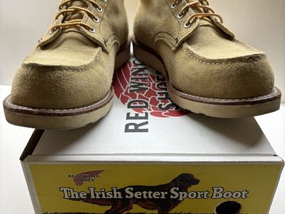 Red Wing Irish Setter Moc Toe Boots 8173 Tan Suede Leather Mens Size 10.5 E