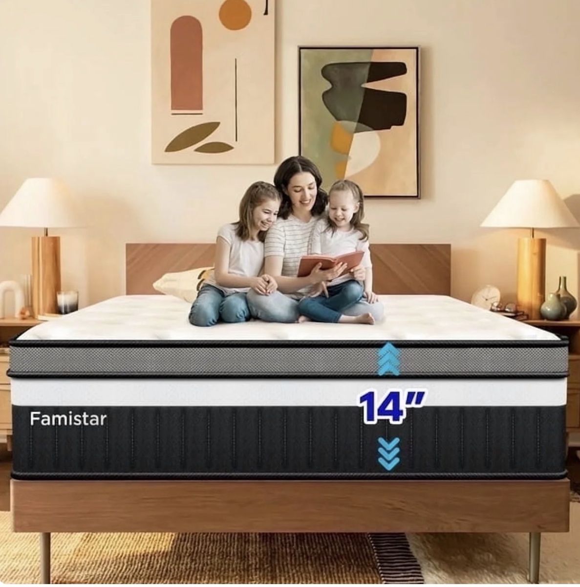 Memory Foam Mattress, 14" Innerspring Hybrid Mattress, Multiple Size-King