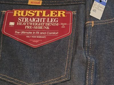 Lot of 7 Pairs of Vintage Rustler Jeans 1980's/90's New w/tags 34x30